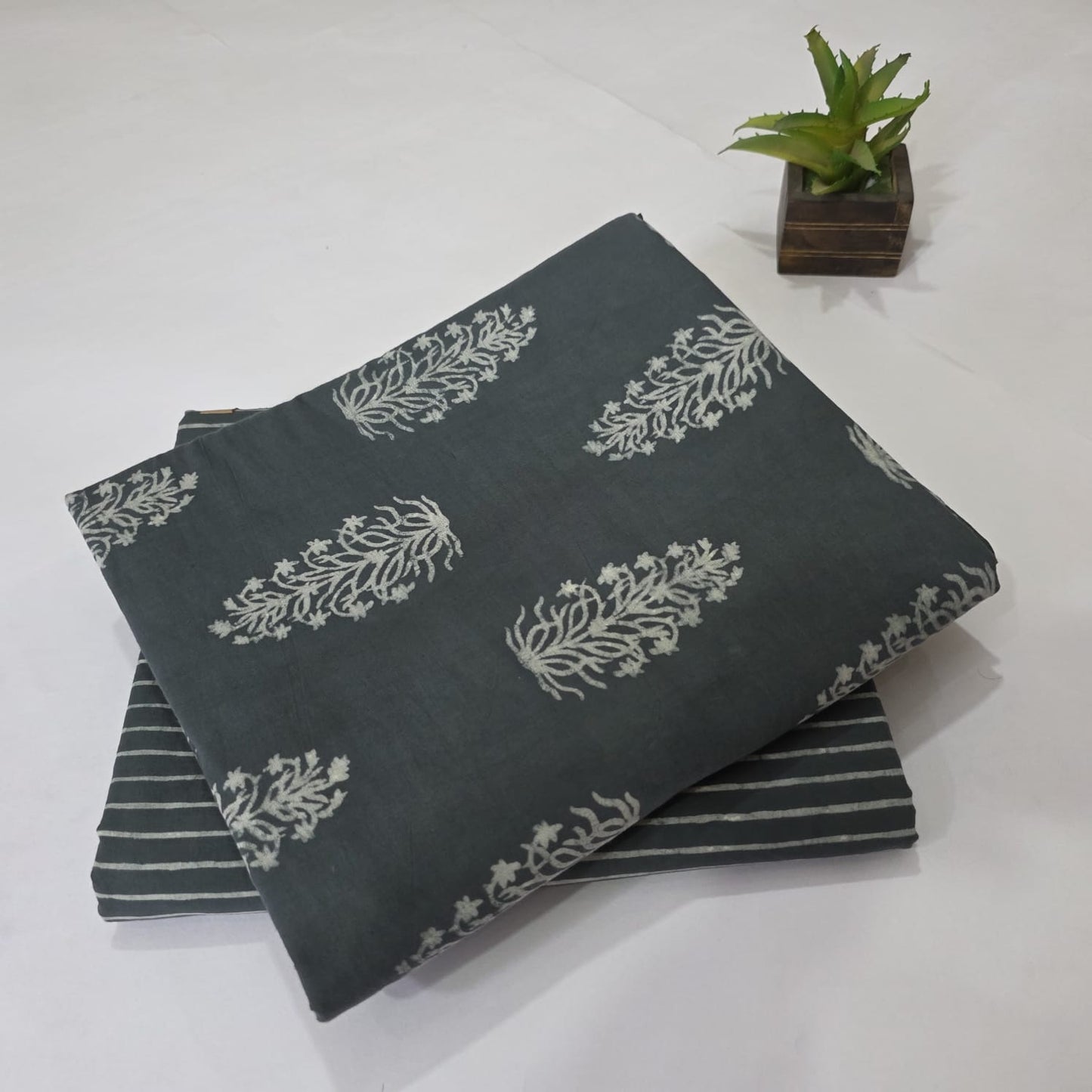 Pure Cotton Handblock Printed 2PC Top-Bottom Suit Set