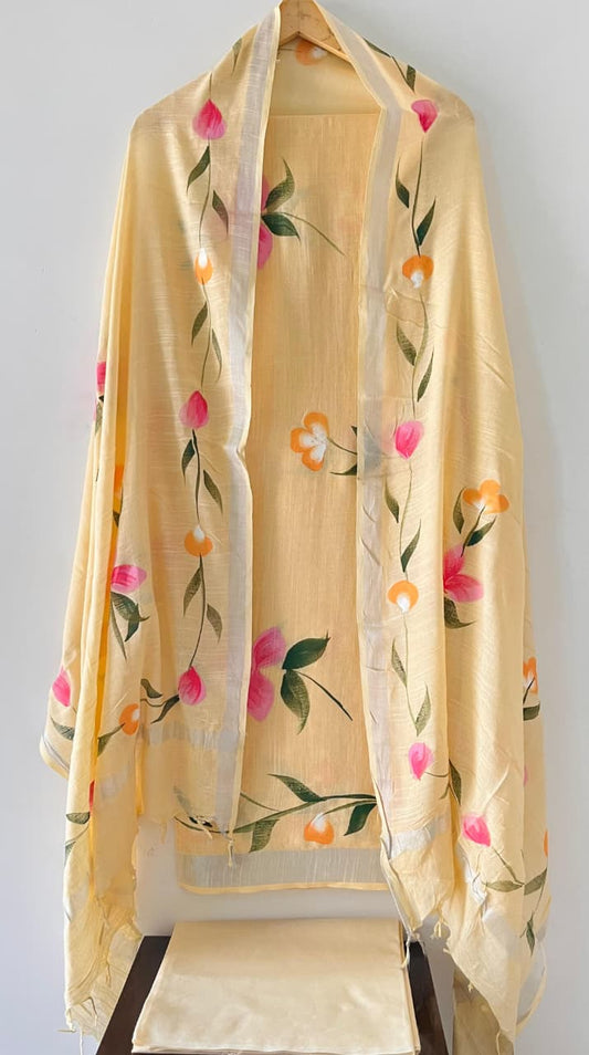 Premium Cotton Linen Hand Block Printed Cotton Linen Suit Set
