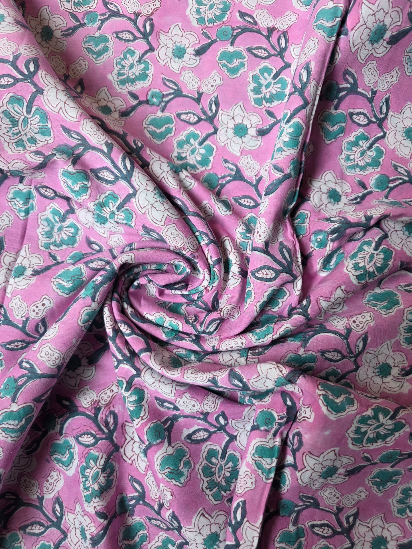 Pure Soft Cotton Handblock Printed Fabric