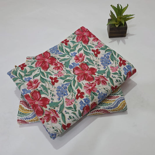 Pure Cotton Handblock Printed 2PC Top-Bottom Suit Set
