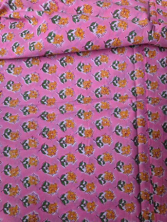 Pure Soft Cotton Handblock Printed Fabric