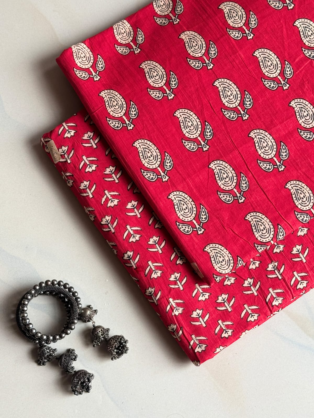 Pure Soft Cotton Handblock Printed 2PC Top-Bottom Suit Set (2.50 Meter Each)