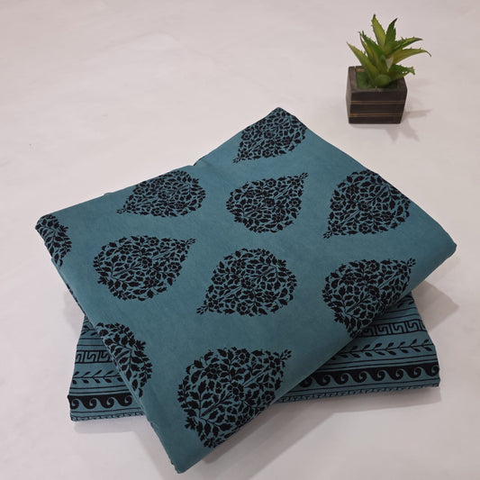 Pure Soft Cotton Handblock Printed 2PC Top-Bottom Suit Set
