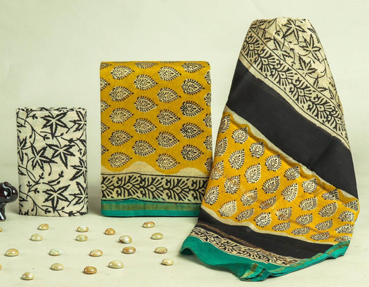 Designer Handblock Printed Chanderi Silk Suit Set
