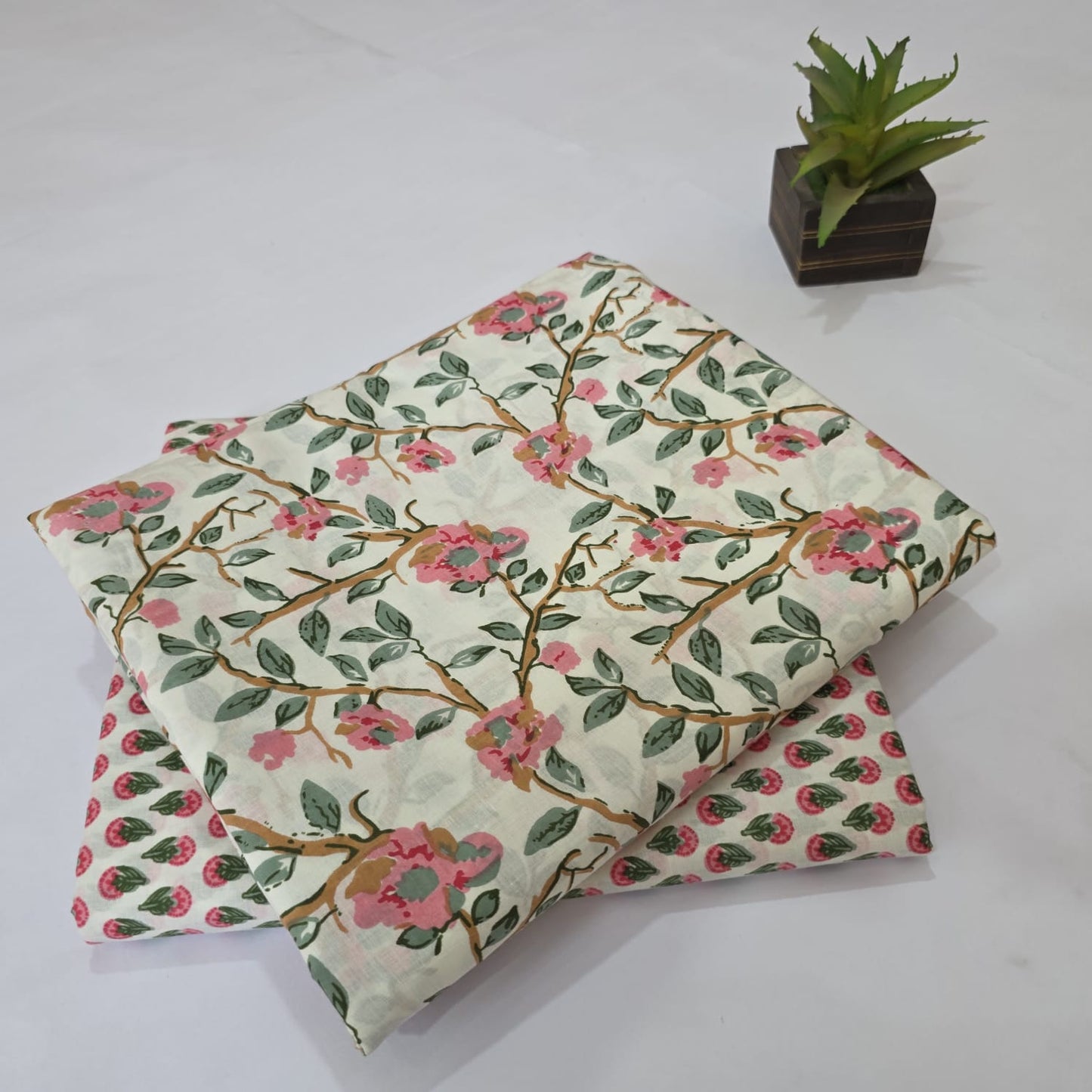 Pure Soft Cotton Handblock Printed 2PC Top-Bottom Suit Set