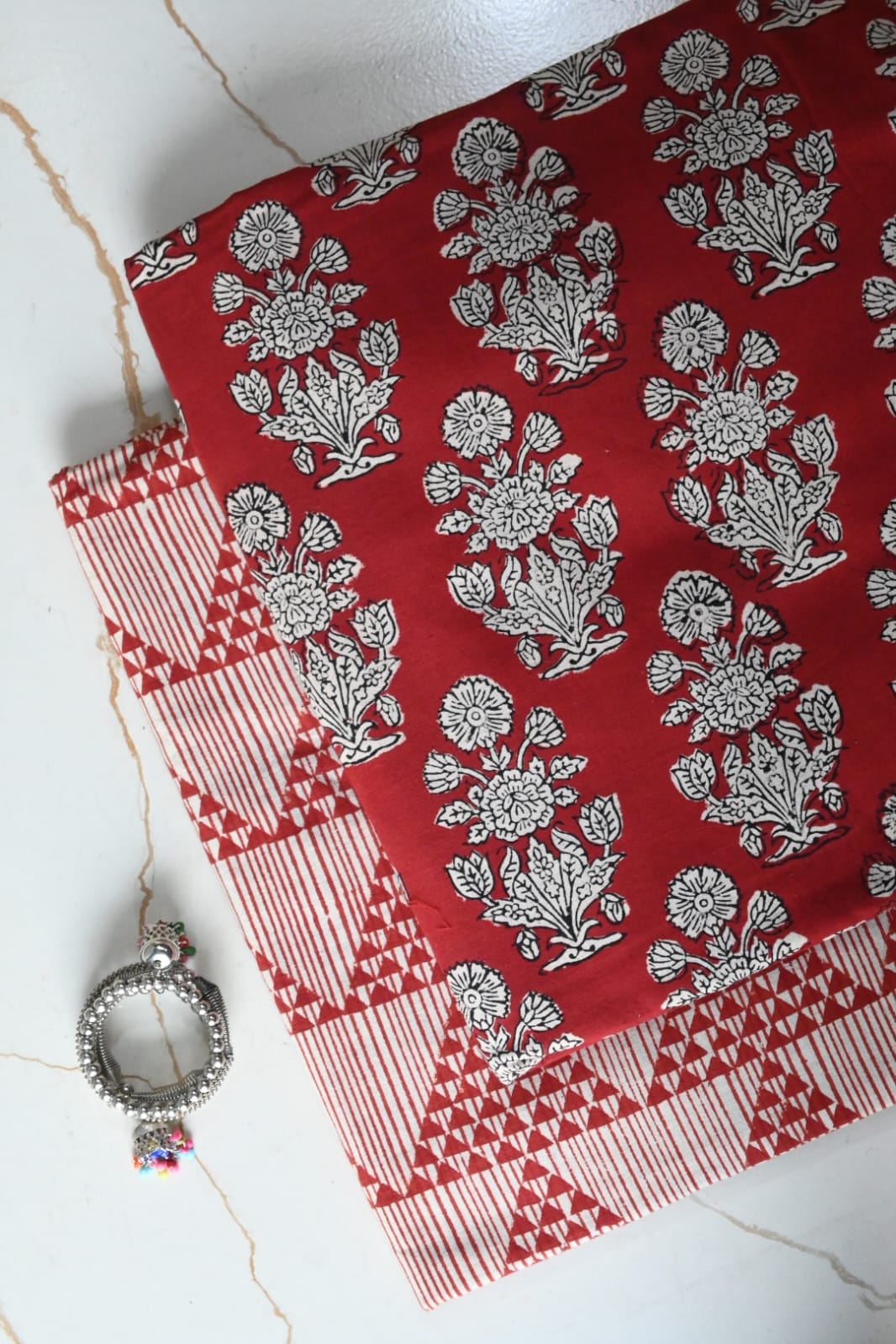 Pure Soft Cotton Handblock Printed 2PC Top-Bottom Suit Set (2.50 Meter Each)