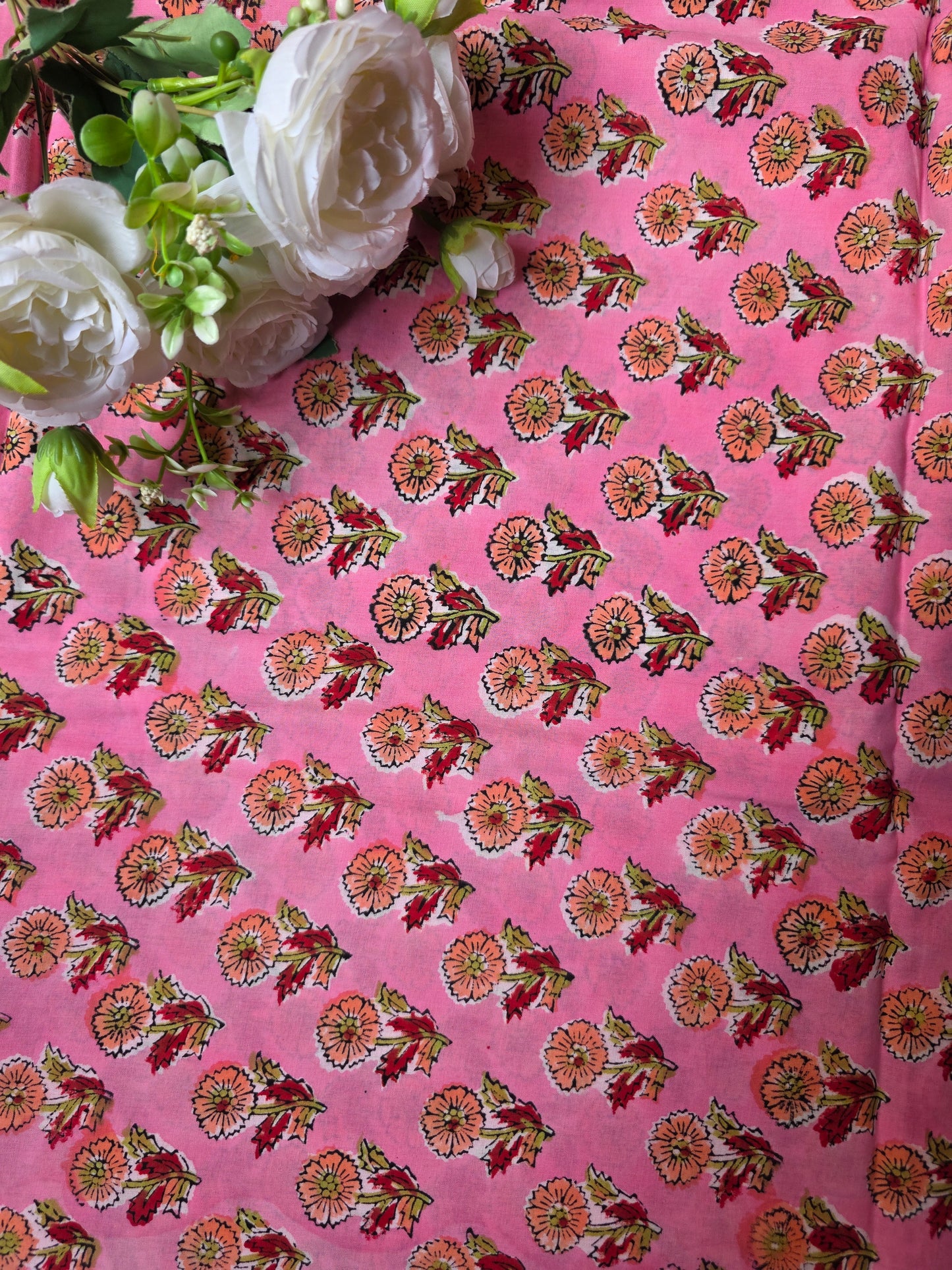 Pure Soft Cotton Handblock Printed Fabric