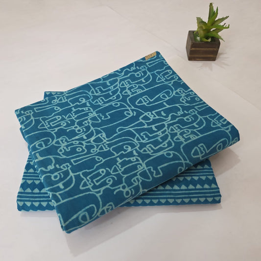 Pure Soft Cotton Handblock Printed 2PC Top-Bottom Suit Set