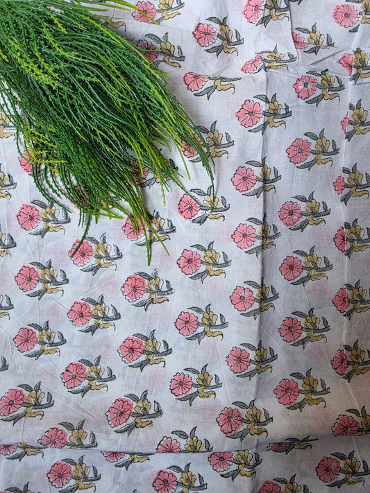 Pure Soft Cotton Handblock Printed Fabric