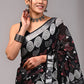 Pure Cotton Linen Handblock Printed Saree With Blouse