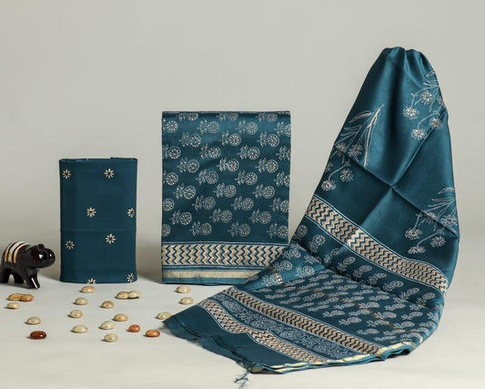 Designer Hand Painted Chanderi Silk Suit Set