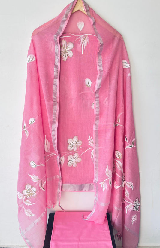 Premium Cotton Linen Hand Block Printed Cotton Linen Suit Set