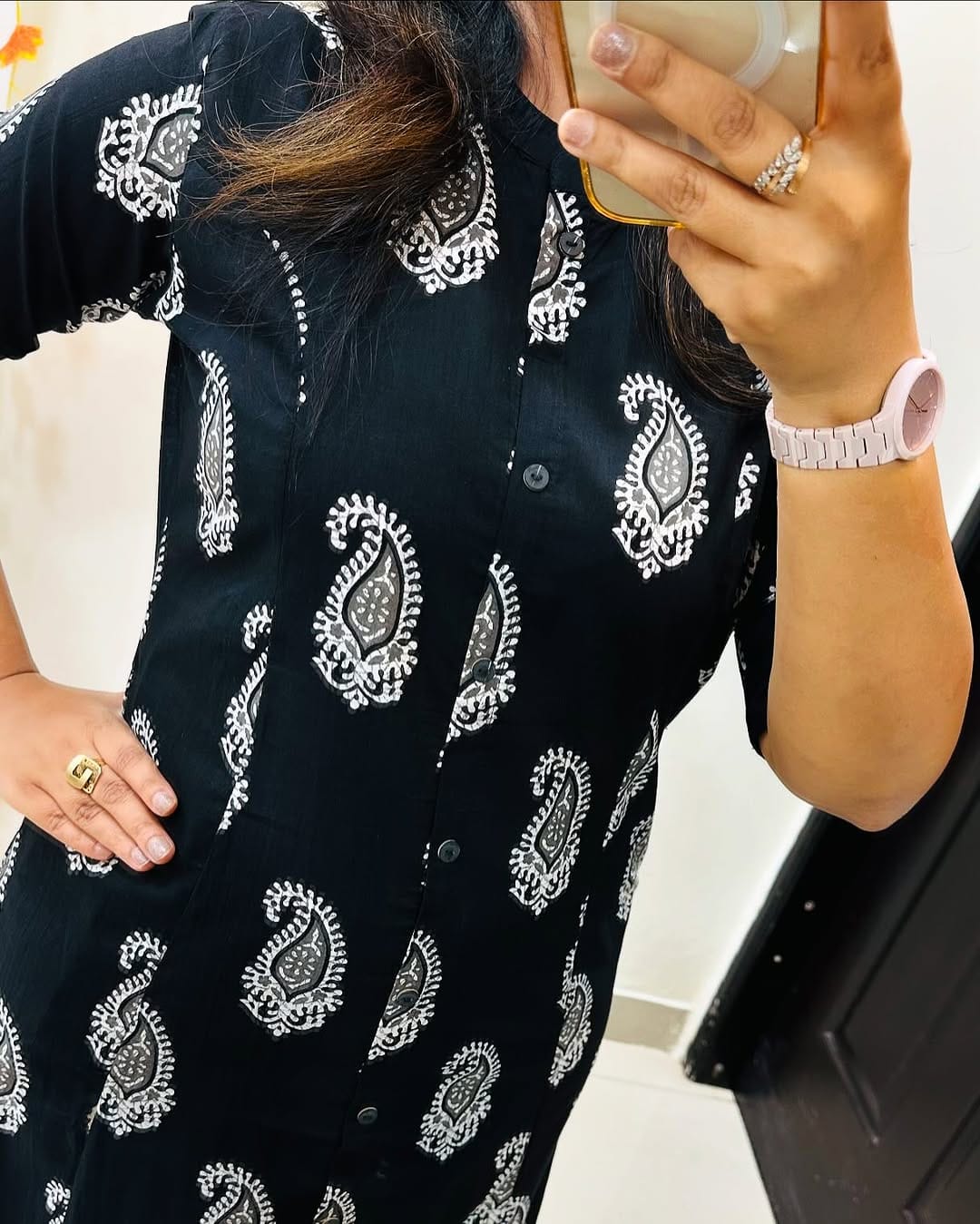 Premium Floral Fine Cotton Printed A-Line Pattern Kurti-Palazzo Set