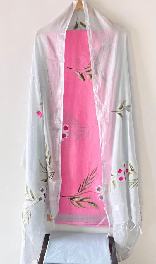 Premium Cotton Linen Hand Block Printed Cotton Linen Suit Set