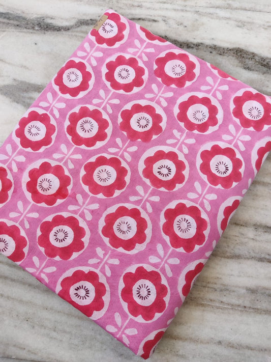 (Pre-cut 1.95 Meter) Pure Soft Cotton Hand Block Printed Fabric