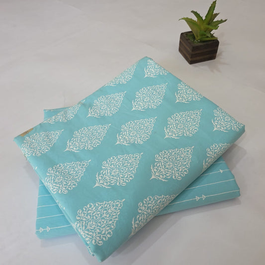 Pure Soft Cotton Handblock Printed 2PC Top-Bottom Suit Set