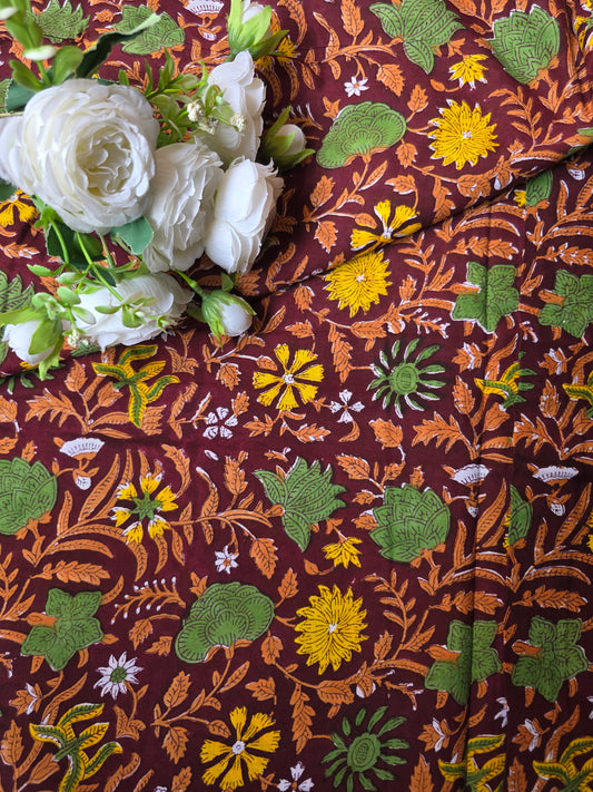 Pure Soft Cotton Handblock Printed Fabric