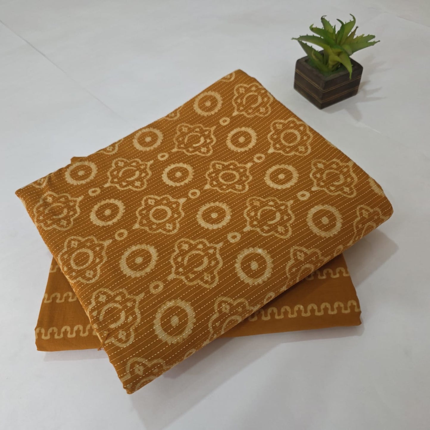 Pure Kantha Cotton Handblock Printed 2PC Top-Bottom Suit Set