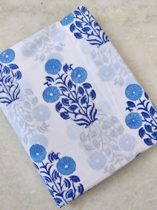 (Pre-cut 1.75 Meter )  Pure Soft Cotton Hand Block Printed Fabric