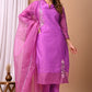 Elegant Coral Chanderi Silk Hand-Embroidered Suit Set with Dupatta