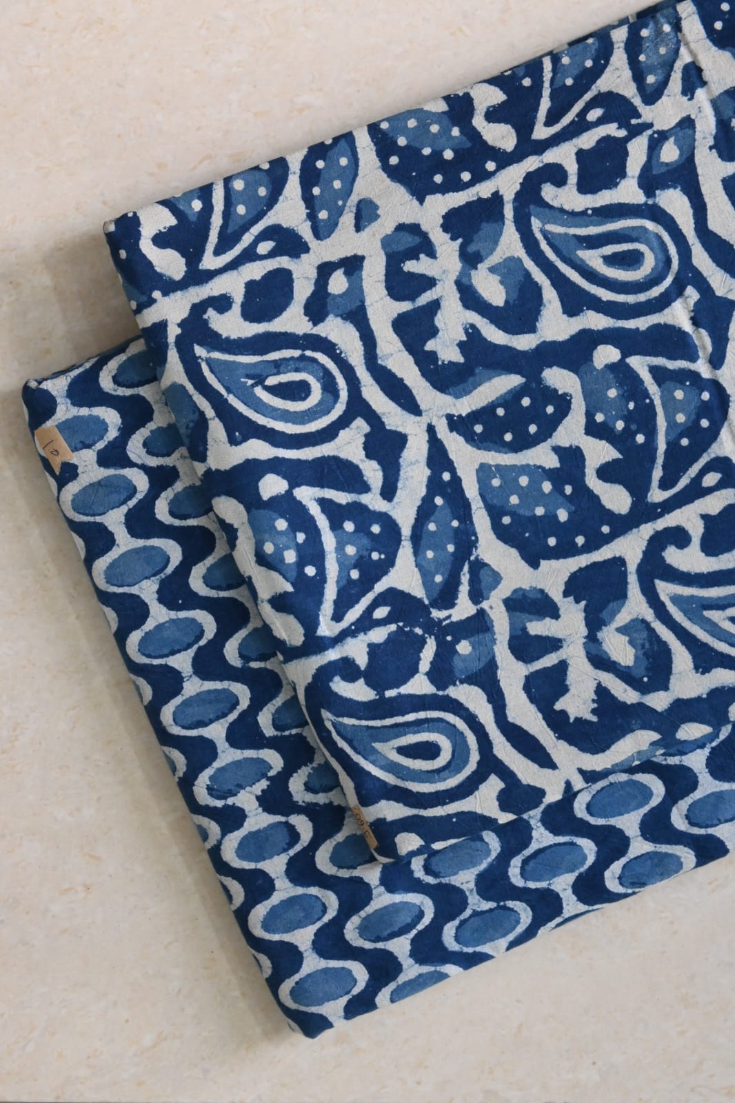 Pure Soft Indigo Cotton Handblock Printed 2PC Top-Bottom Suit Set (2.50 Meter Each)