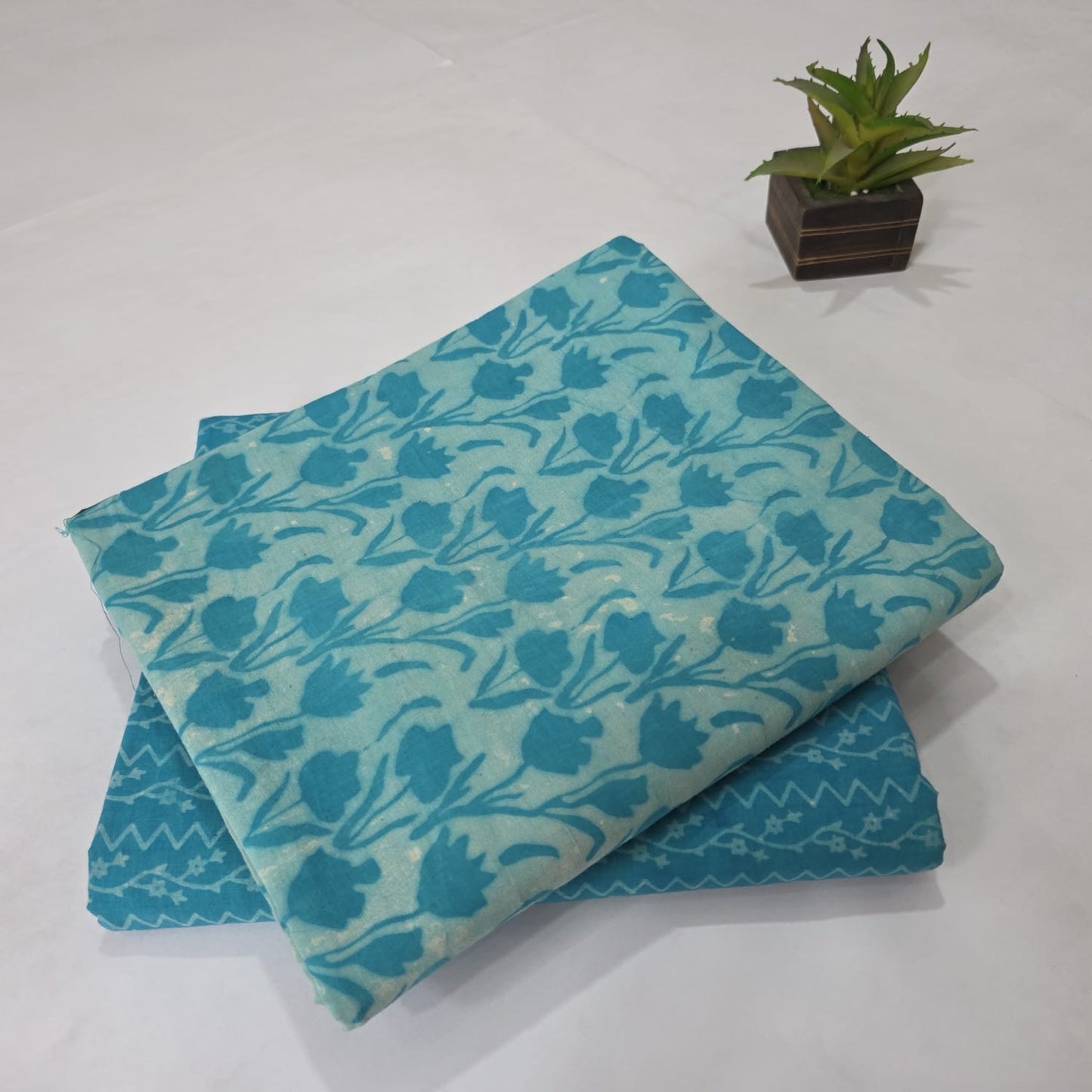 Pure Soft Cotton Handblock Printed 2PC Top-Bottom Suit Set