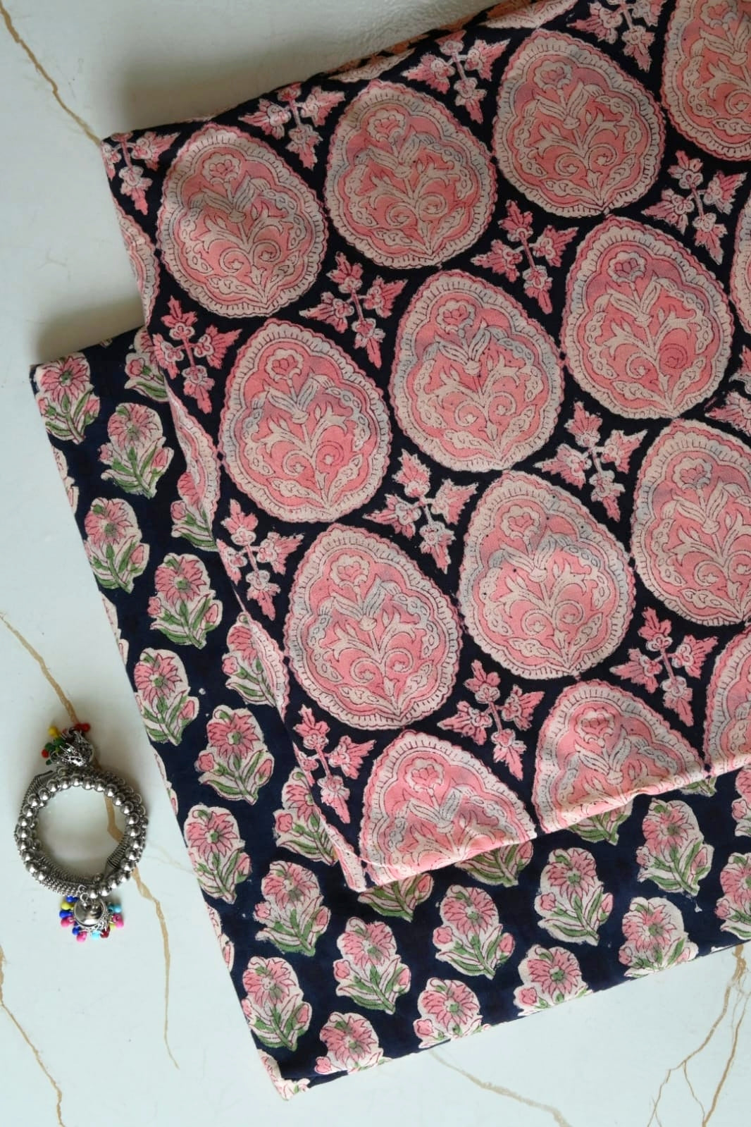 Pure Soft Cotton Sanganeri Handblock Printed 2PC Top-Bottom Suit Set (2.50 Meter Each)