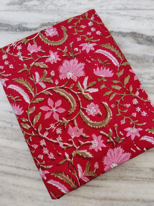 (Pre-cut 2.35 Meter) Pure Soft Cotton Hand Block Printed Fabric