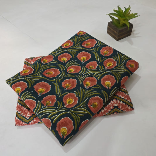 Pure Cotton Handblock Printed 2PC Top-Bottom Suit Set