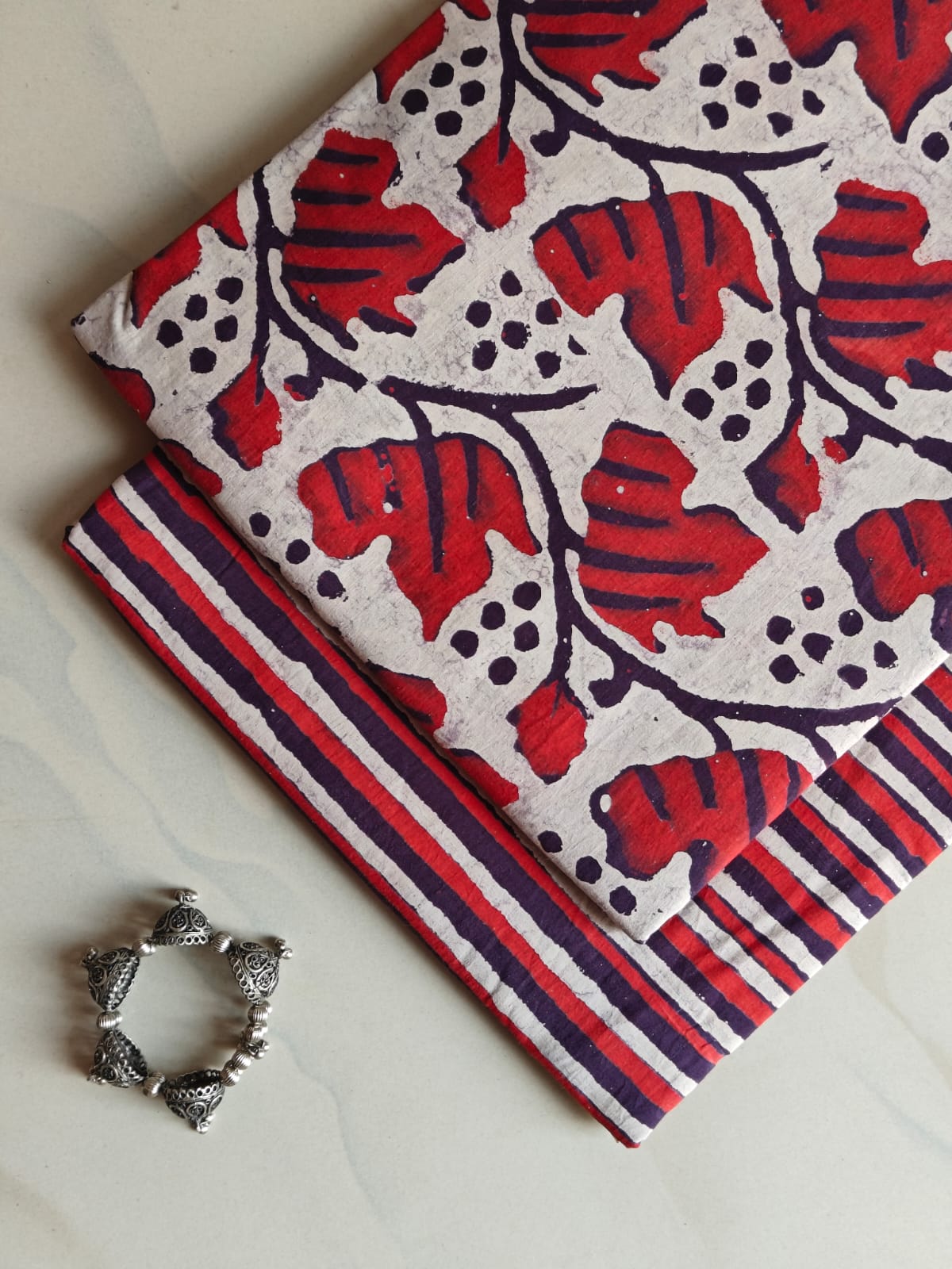 Pure Soft Cotton Handblock Printed 2PC Top-Bottom Suit Set (2.50 Meter Each)