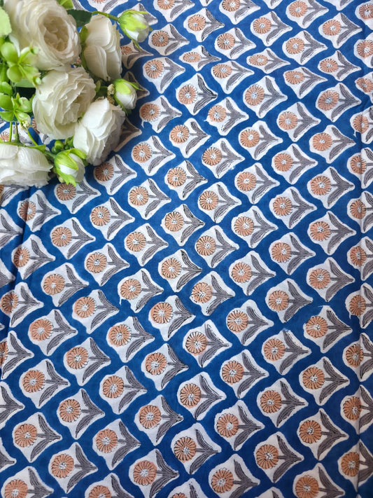 Pure Soft Cotton Handblock Printed Fabric