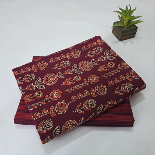 Pure Soft Cotton Handblock Printed 2PC Top-Bottom Suit Set