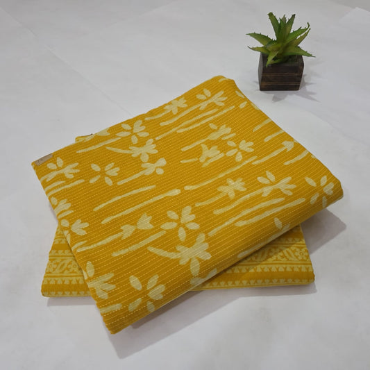 Pure Kantha Cotton Handblock Printed 2PC Top-Bottom Suit Set