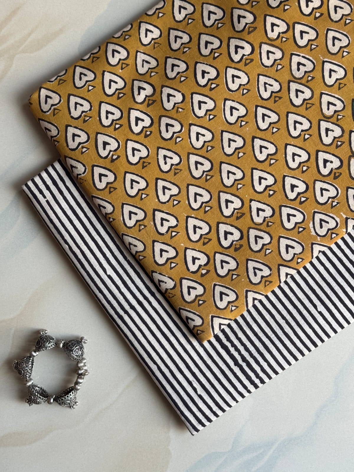 Pure Soft Cotton Handblock Printed 2PC Top-Bottom Suit Set (2.50 Meter Each)