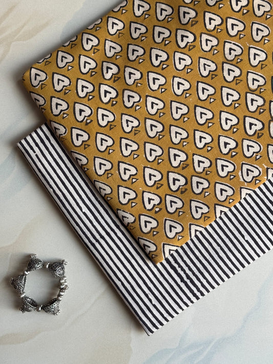 Pure Soft Cotton Handblock Printed 2PC Top-Bottom Suit Set (2.50 Meter Each)