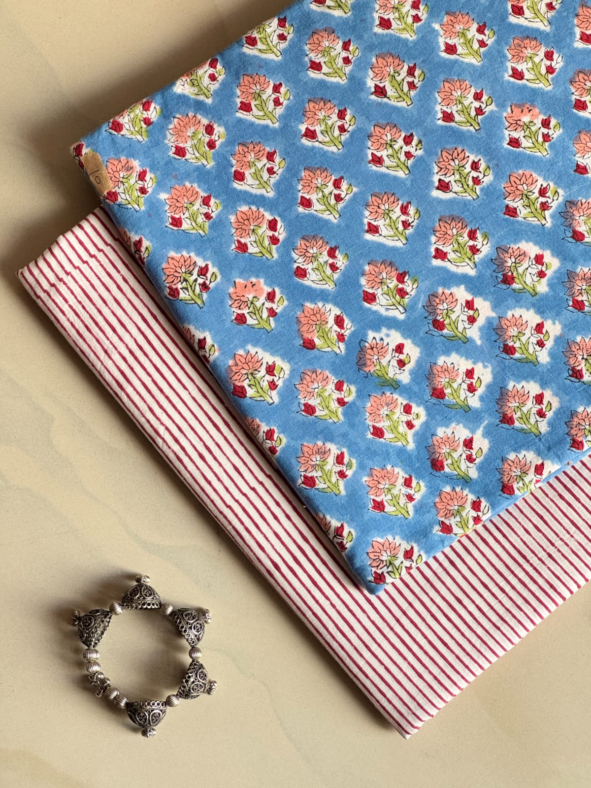 Pure Soft Cotton Handblock Printed 2PC Top-Bottom Suit Set (2.50 Meter Each)