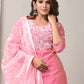 Elegant Coral Chanderi Silk Hand-Embroidered Suit Set with Dupatta
