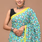 Pure Soft Cotton Handblock Printed Saree With Blouse