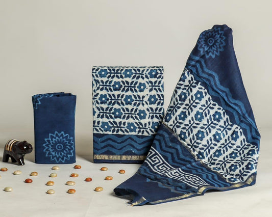 Designer Hand Painted Chanderi Silk Suit Set
