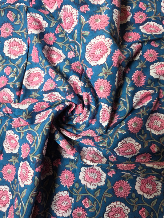 Pure Soft Cotton Handblock Printed Fabric