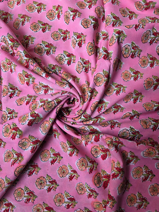 Pure Soft Cotton Handblock Printed Fabric