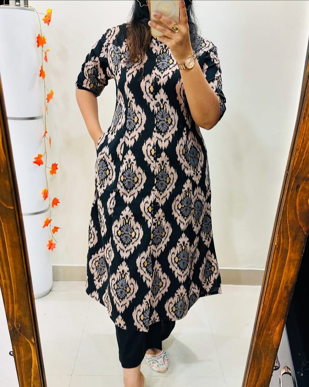 Premium Floral Fine Cotton Printed A-Line Pattern Kurti-Palazzo Set