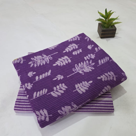 Pure Cotton Kantha Handblock Printed 2PC Top-Bottom Suit Set