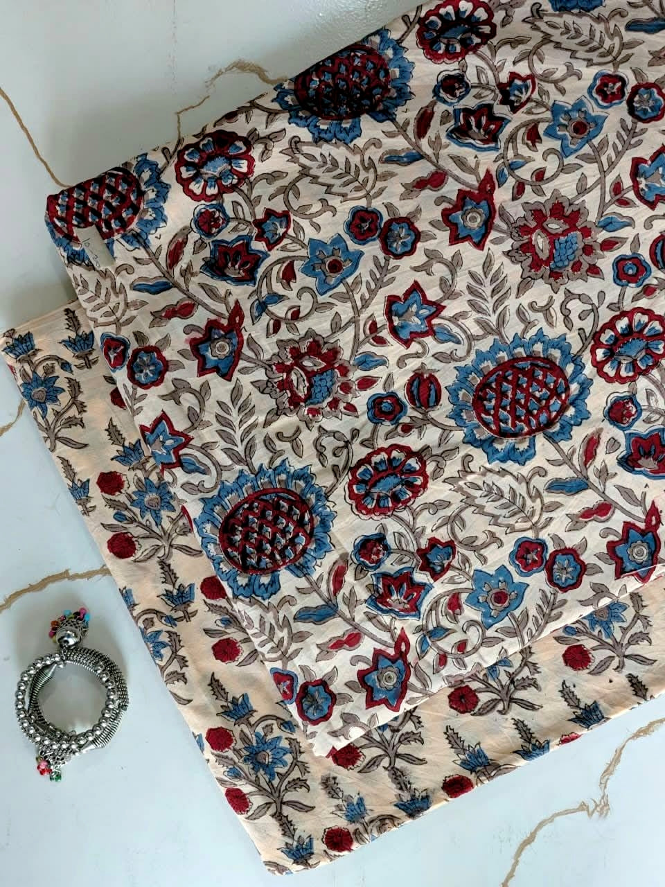 Pure Soft Cotton Sanganeri Handblock Printed 2PC Top-Bottom Suit Set (2.50 Meter Each)