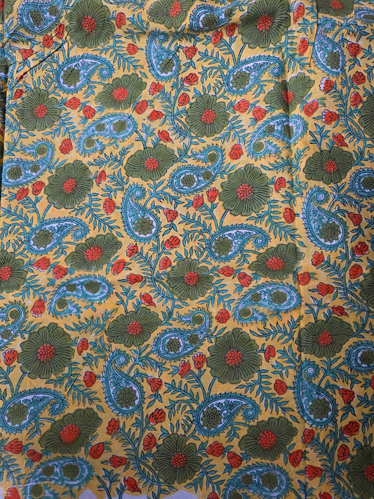 Pure Soft Cotton Handblock Printed Fabric