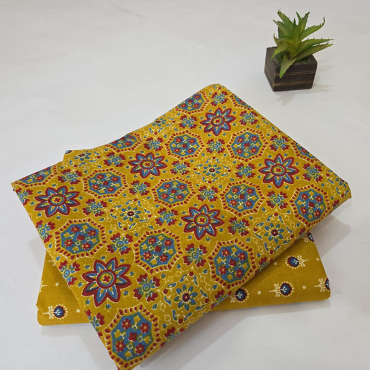 Pure Soft Cotton Handblock Printed 2PC Top-Bottom Suit Set