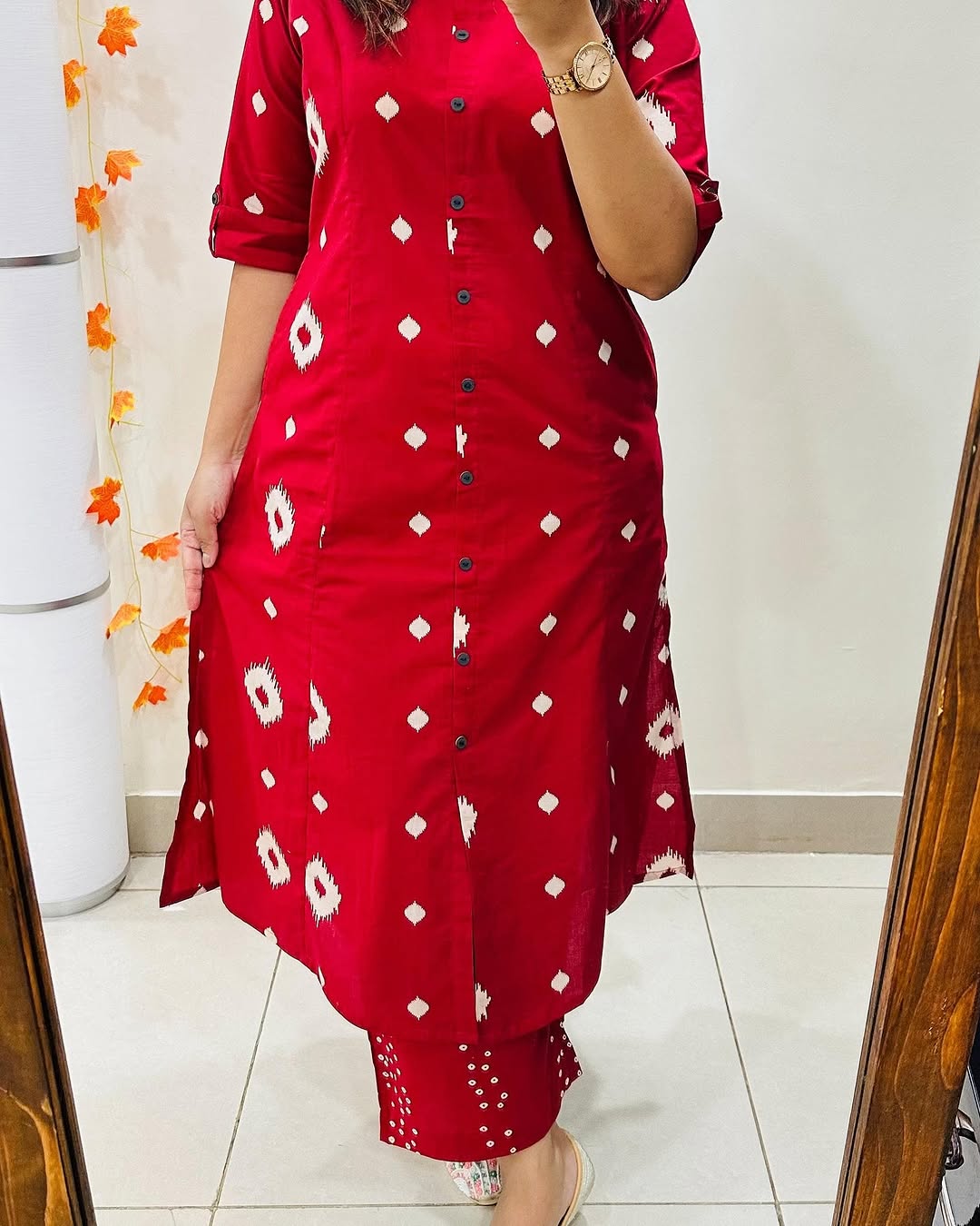 Premium Floral Fine Cotton Printed A-Line Pattern Kurti-Palazzo Set