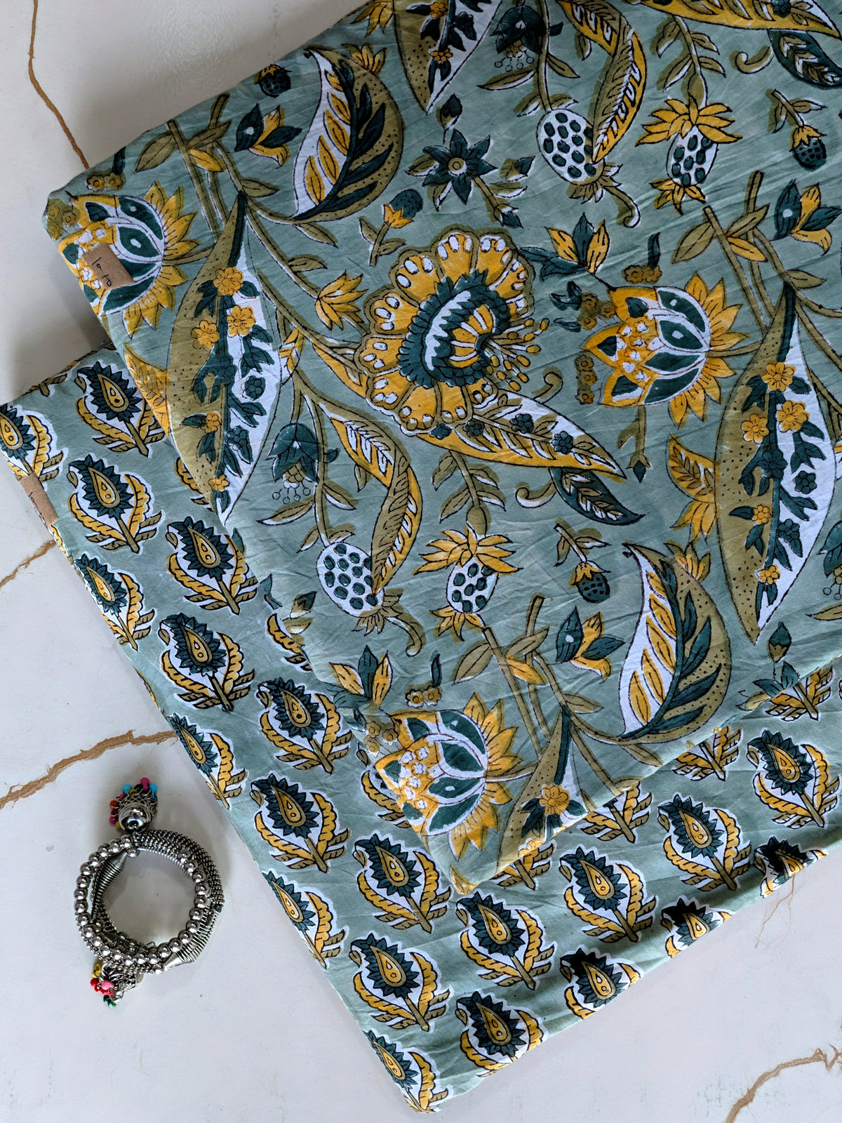 Pure Soft Cotton Sanganeri Handblock Printed 2PC Top-Bottom Suit Set (2.50 Meter Each)