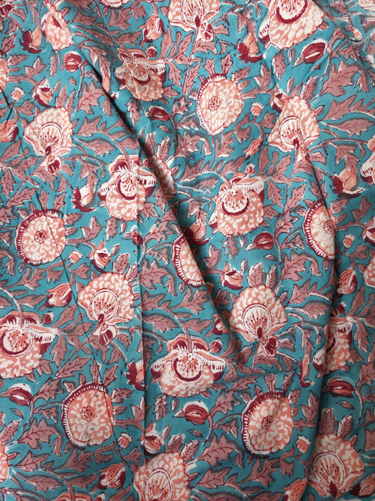 Pure Soft Cotton Handblock Printed Fabric