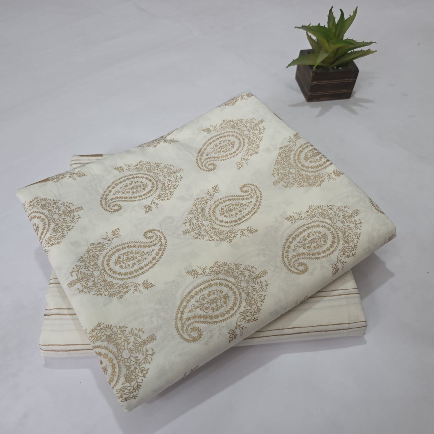Pure Soft Cotton Handblock Printed 2PC Top-Bottom Suit Set